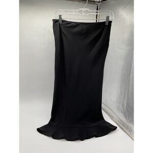 Juleh Vintage Black Midi Skirt Ruffle Hem Elegant‎ Silk Size 10